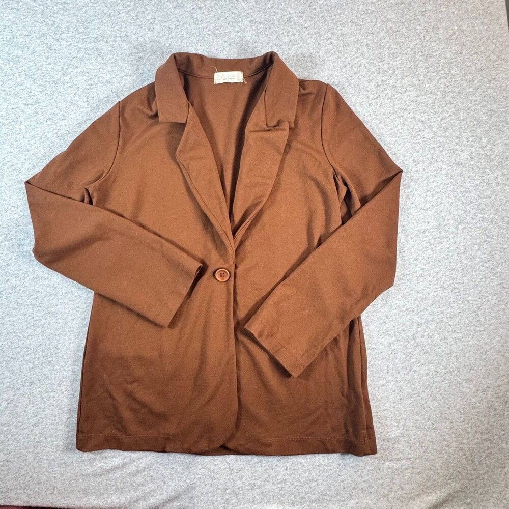 Altar'd State Brown Knit Blazer Single Button Relaxed Minimalist XS